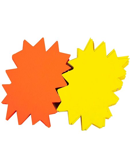 Étiquette affichage apli agipa éclaté non effaçable 120x160mm carton fluo 780g assortiment jaune/orange lot 50 unités.
