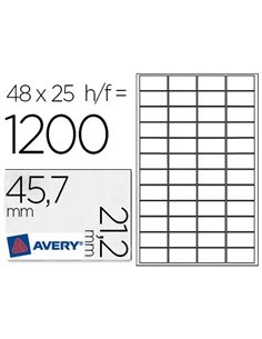 Étiquette adhésive avery enlevable laser jet d'encre 45.7x21.2mm écologique boîte 1200 unités.
