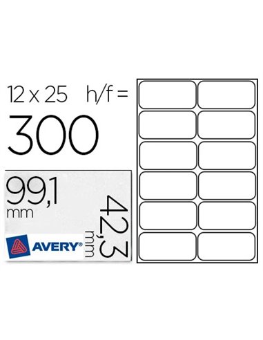 Étiquette adhésive avery enlevable laser jet d'encre 99.1x42.3mm écologique boîte 300 unités.