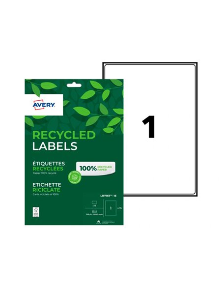 Etiquette autocollante avery adresse recyclee laser blanc 199,6 x 289,1mm boite dde 15.