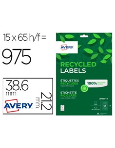 Etiquette autocollante avery adresse recyclee laser blanc 38,1 x 21,2mm boite de 975.