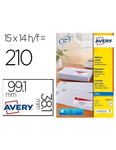 Etiquette autocollante avery adresse recyclee laser blanc 99,1 x 38,1mm boite de 210.