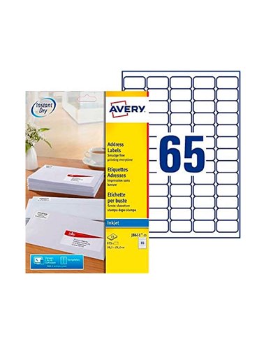 Etiquette autocollante avery adresse recyclee laser blanc 38,1 x 21,2mm boite de 975.