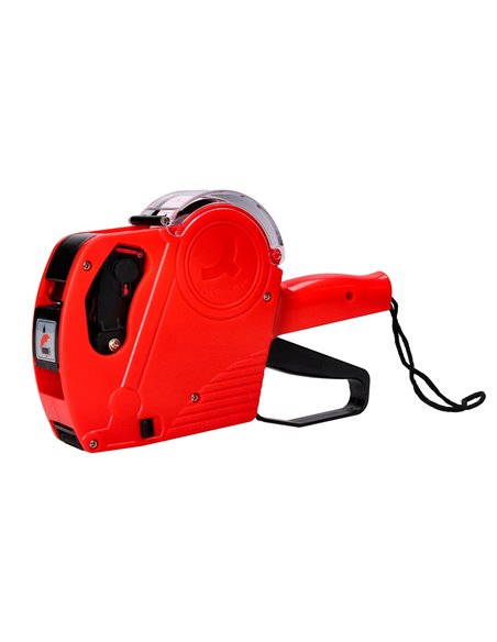 Pince à étiqueter q-connect 1 ligne 8 caractères 225x135x40mm 300g coloris rouge rouleau encreur non inclus.