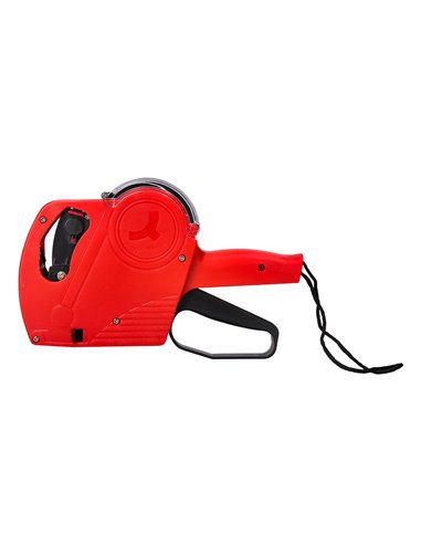 Pince à étiqueter q-connect 1 ligne 8 caractères 225x135x40mm 300g coloris rouge rouleau encreur non inclus.