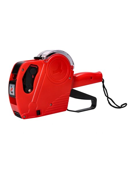 Pince à étiqueter q-connect 1 ligne 8 caractères 225x135x40mm 300g coloris rouge rouleau encreur non inclus.