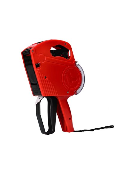 Pince à étiqueter q-connect 1 ligne 8 caractères 225x135x40mm 300g coloris rouge rouleau encreur non inclus.