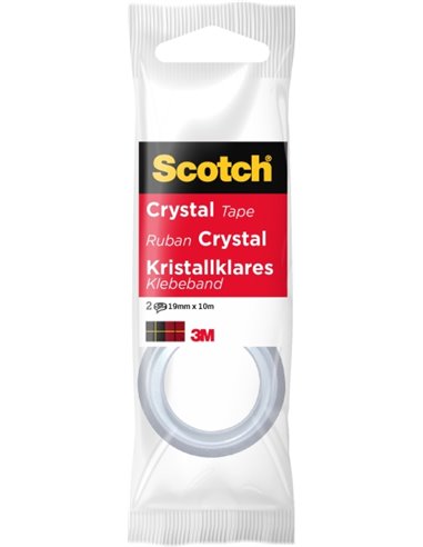 Ruban adhésif invisible Scotch Crystal (lot de 2) - 19 mm x 10 m - Super transparent - Blanc