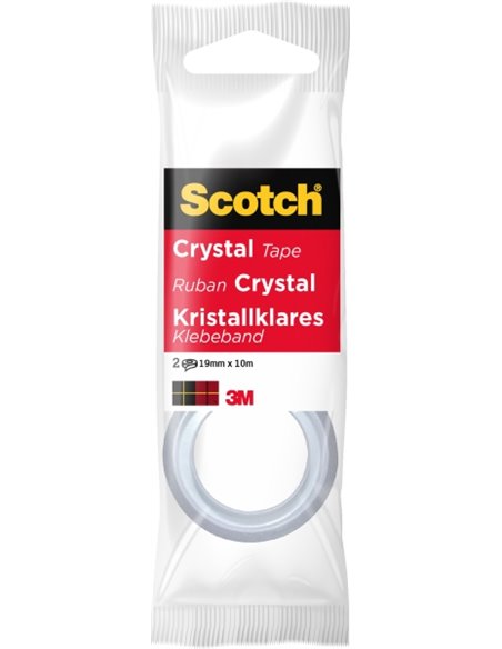 Ruban adhésif invisible Scotch Crystal (lot de 2) - 19 mm x 10 m - Super transparent - Blanc