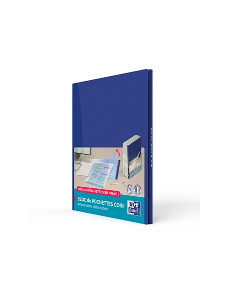 40 pochette coin oxford bloc a4 polypropylene 90microns incolore.