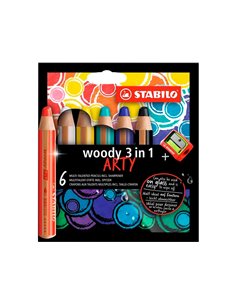 Crayons multi-talents stabilo woody 3in1 + 1 taille-crayon etui carton de 6. 2