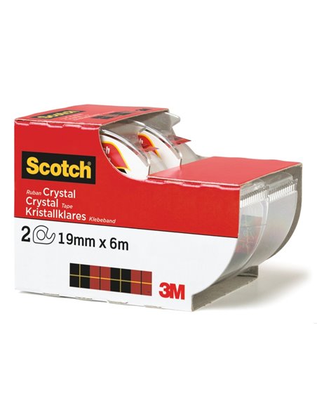 Ruban adhésif invisible Scotch Crystal (lot de 2) - Super transparent - 19 mm x 6 m - Blanc