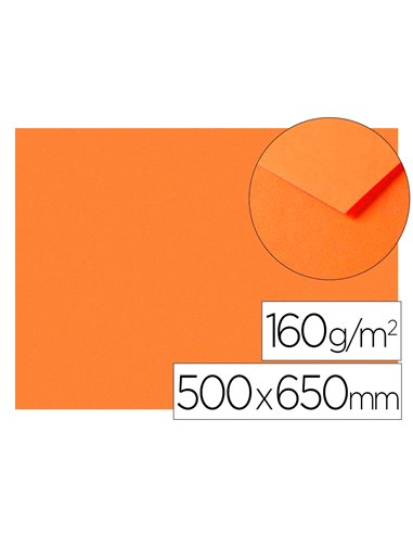 Papier dessin clairefontaine a grain 160g 1 surface grainee 1 lisse 50x65cm paquet 25f coloris orange.