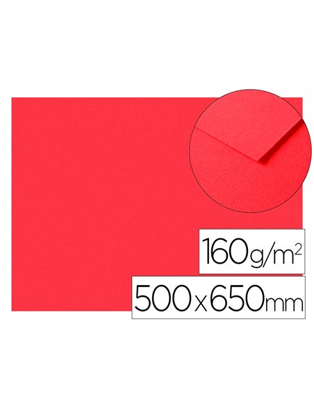 Papier dessin clairefontaine a grain 160g 1 surface grainee 1 lisse 50x65cm paquet 25f coloris coquelicot.