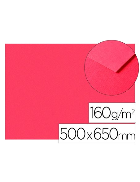 Papier dessin clairefontaine a grain 160g 1 surface grainee 1 lisse 50x65cm paquet 25f coloris rouge vif.