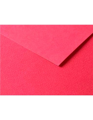Papier dessin clairefontaine a grain 160g 1 surface grainee 1 lisse 50x65cm paquet 25f coloris rouge vif.