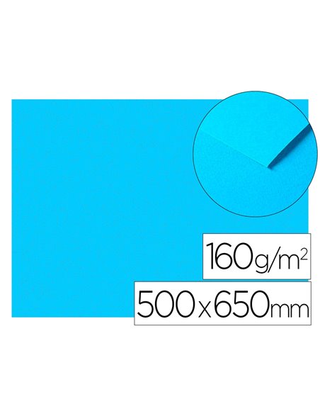 Papier dessin clairefontaine a grain 160g 1 surface grainee 1 lisse 50x65cm paquet 25f coloris turquoise.