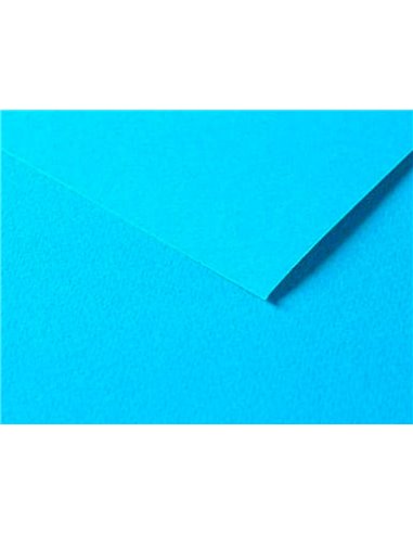Papier dessin clairefontaine a grain 160g 1 surface grainee 1 lisse 50x65cm paquet 25f coloris turquoise.