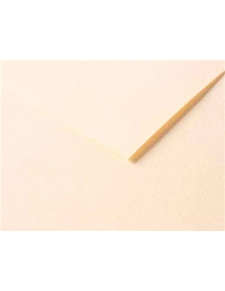 Papier dessin clairefontaine a grain 160g 1 surface grainee 1 lisse 50x65cm paquet 25f coloris ivoire.