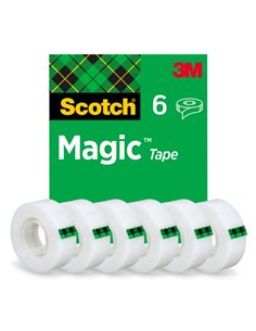 Ruban adhésif invisible Scotch Magic, lot de 6 – 19 mm x 33 m – Transparent