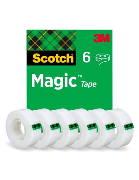 Ruban adhésif invisible Scotch Magic, lot de 6 – 19 mm x 33 m – Transparent