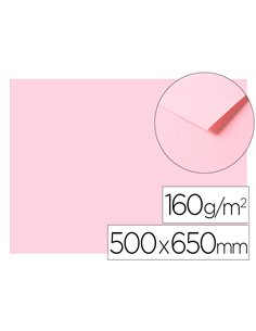 Papier dessin clairefontaine a grain 160g 1 surface grainee 1 lisse 50x65cm paquet 25f coloris rose pale.