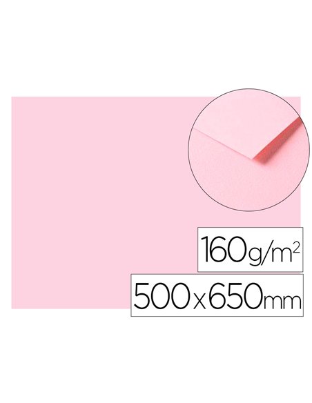 Papier dessin clairefontaine a grain 160g 1 surface grainee 1 lisse 50x65cm paquet 25f coloris rose pale.