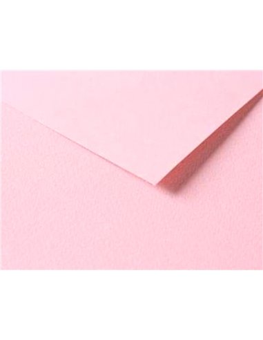 Papier dessin clairefontaine a grain 160g 1 surface grainee 1 lisse 50x65cm paquet 25f coloris rose pale.