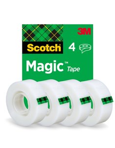 Ruban adhésif invisible Scotch Magic, lot de 4 – 19 mm x 33 m – Transparent