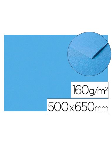 Papier dessin clairefontaine a grain 160g 1 surface grainee 1 lisse 50x65cm paquet 25f coloris bleu roi.