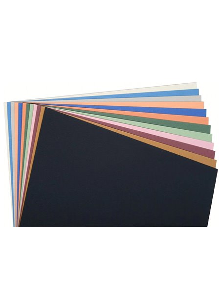 Papier dessin clairefontaine a grain 160g 1 surface grainee 1 lisse 50x65cm paquet 24f coloris pastel 24.