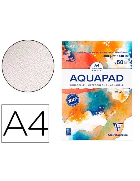 Bloc de papier dessin aquarelle goldline a4 300gr 50f.