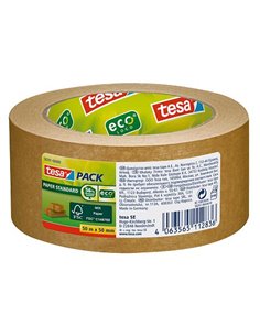 Ruban adhésif standard Tesa Tesapack Paper 50 mm x 50 m - Fabriqué avec 56 % de matériaux biodégradables - Papier issu de forêts
