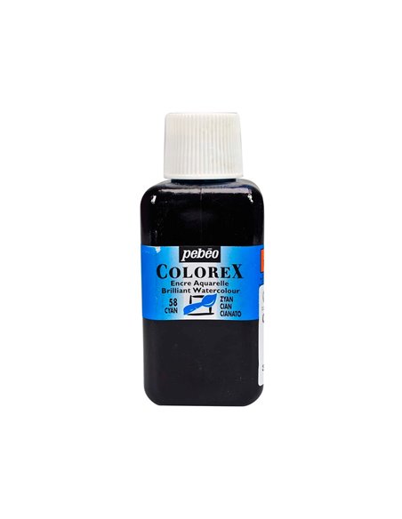 Encre pébéo colorex forte concentration vivacité couleur cyan flacon 250ml.