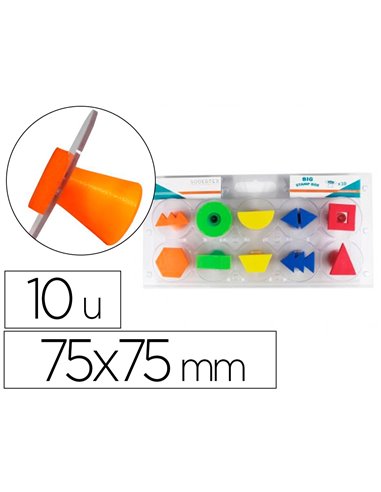 Tampons sodertex formes a gogo en mousse double densite avec poignee 75x75mm 10 pcs coloris assortis.