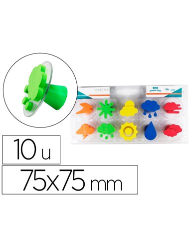 Tampons sodertex quel temps fait il en mousse double densite avec poignee 75x75mm 10 pcs coloris assortis.