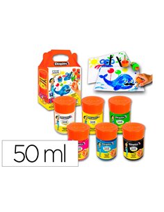 Gouache cleopatre lot de 6 ptit pots de 50 ml avec pinceau et entonnoir int gr coloris assortis.