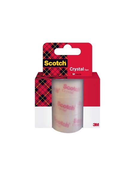 Ruban adhésif Scotch Crystal, lot de 3 – Recharge – 19 mm x 25 m – Transparent