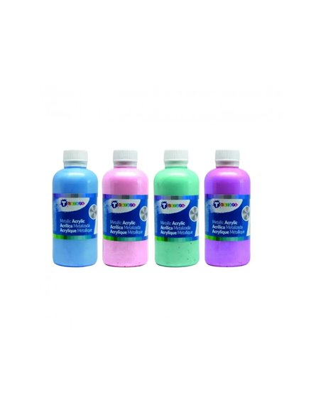 Peinture acrylique tcolours nacree prete a l emploi assortiment de 4 flacons de 250 ml coloris assortis.