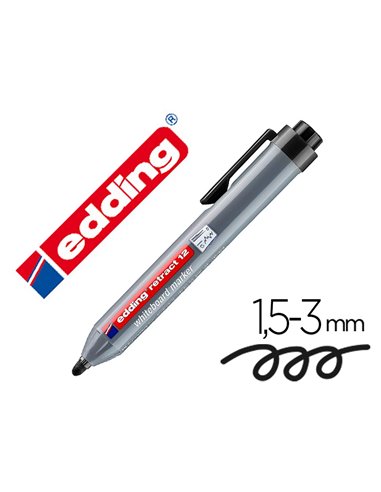 Marqueur edding e12 tableau blanc rétractable rechargeable pointe ogive 1.5/3mm effaçable à sec pochette 4 unités.