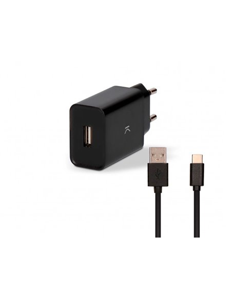 Adaptateur ksix 2a + cable micro usb 1m noir.