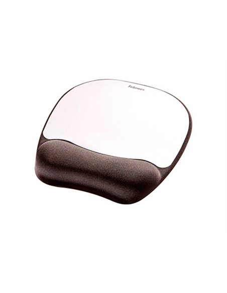 Tapis souris fellowes ergo mousse aluminium repose-poignet noir.