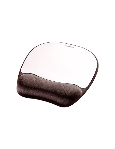 Tapis souris fellowes ergo mousse aluminium repose-poignet noir.