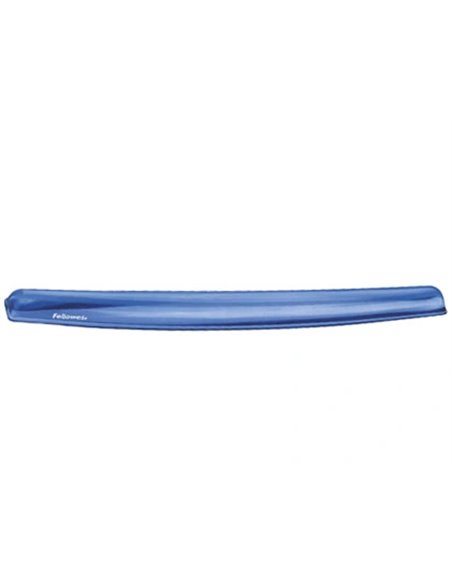 Repose-poignets fellowes gel crystal pour claviers polyuréthane coloris bleu transparent.