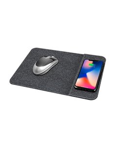 Tapis souris q-connect avec chargeur telephone sans fil 300x220mm coloris gris. 2