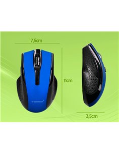 Souris q-connect sans fil optique 1000dpi recepteur usb 2,4ghz coloris bleu. 2