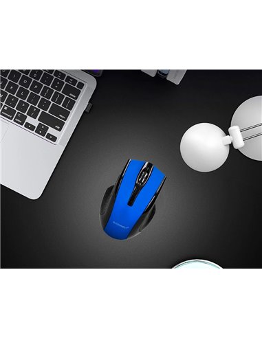 Souris q-connect sans fil optique 1000dpi recepteur usb 2,4ghz coloris bleu.