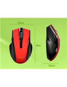 Souris q-connect sans fil optique 1000dpi recepteur usb 2,4ghz coloris rouge. 2