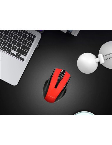 Souris q-connect sans fil optique 1000dpi recepteur usb 2,4ghz coloris rouge.