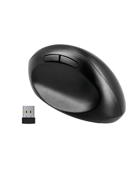 Souris q-connect optique sans fil ergonomique vertical dpi 800/1200/1600 piles aa coloris noir.